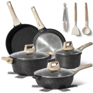 Just Perfecto 13-delers nonstick granittgryter og panner (svart)